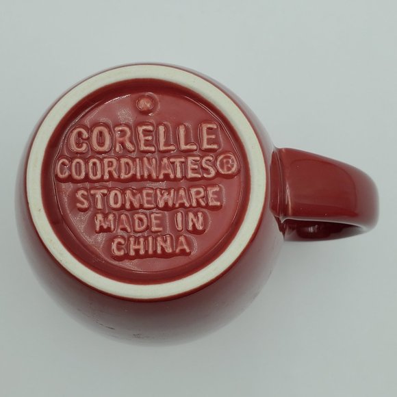 Corelle Coordinates Stoneware Dark Red Coffee Mugs Corning Coffee Cups - Picture 6 of 6